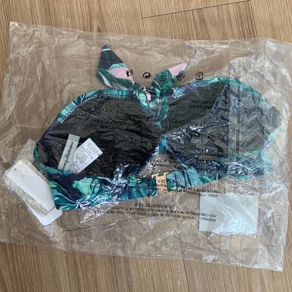 Tommy Bahama Breezy Palms Bandeau Bikini Top in Mare Navy - Picture 4 of 6